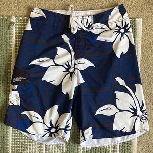Billabong Navy and White Floral Board Shorts
